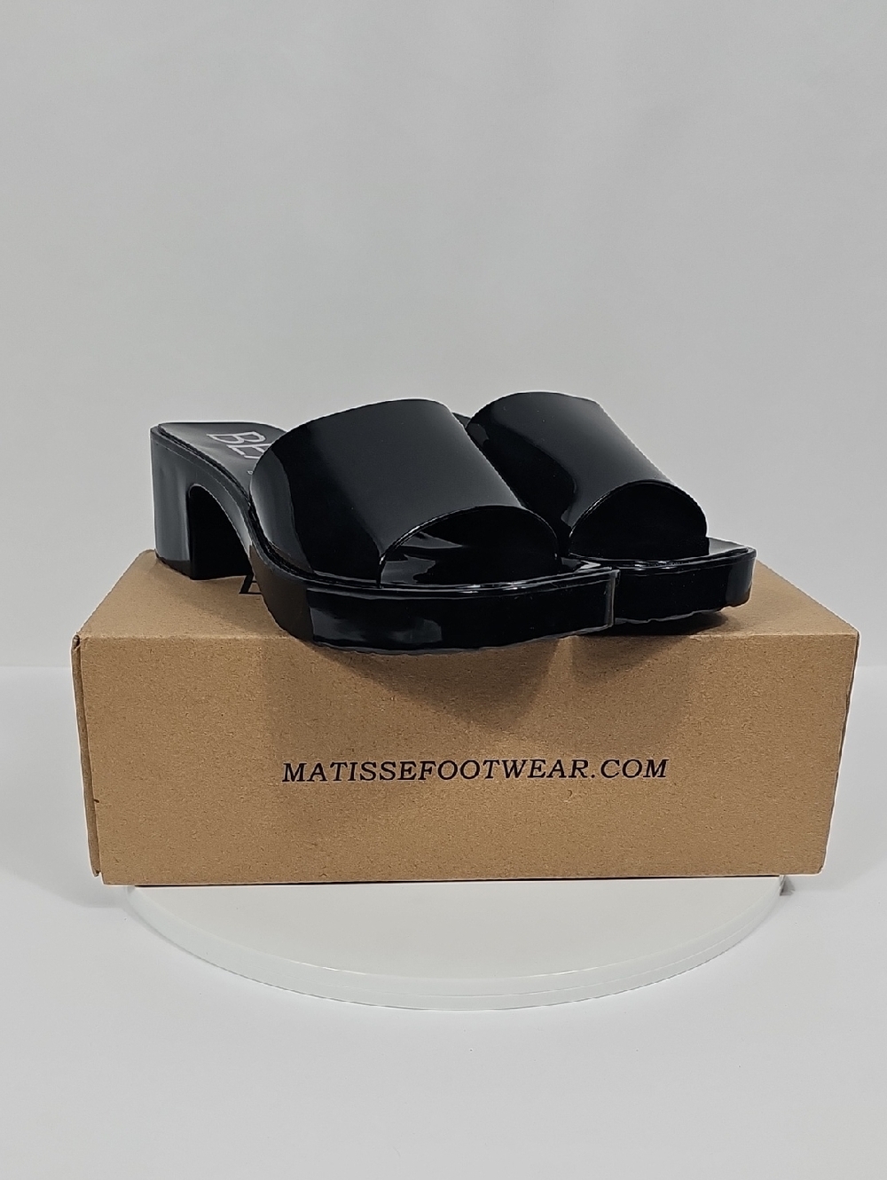 NIB Beach By Matisse Wade Platform Slide Sandals Block Heel Square Toe Black 7 - Picture 13 of 15